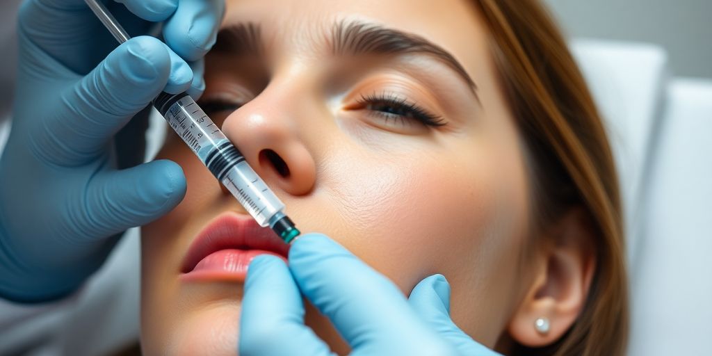 Patient getting Botox injection in a clinical setting.