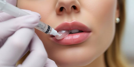 Clinician administering Juvederm Ultra XC lip treatment.