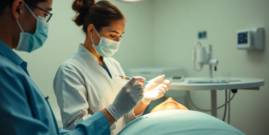 Healthcare professional preparing Hylenex treatment in a clinic.