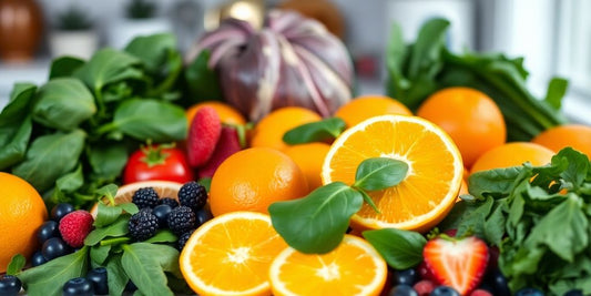 Colorful fruits and vegetables for immune health.