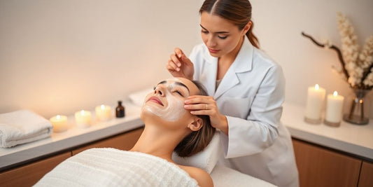 Client receiving beauty treatment in a calming spa setting.